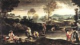Lodovico Carracci Paintings - Fishing by Annibale Carracci